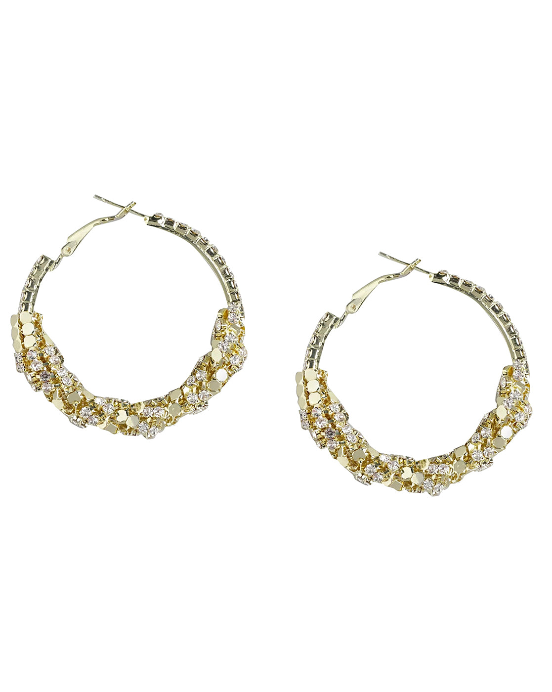 14K Real Solid Gold Textured Hoop Earrings for Women